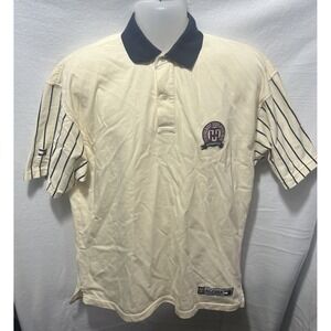 Tommy Hilfiger Athletics Polo Shirt Mens Large Beige Short Sleeve